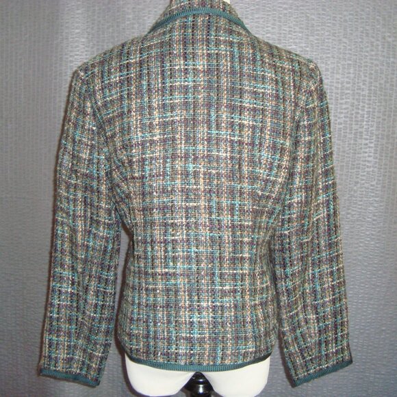 SAG HARBOR Women’s Jacket Multi-Color Tweed Zip-Up Lined Blazer Coat sz 6P - Picture 3 of 5